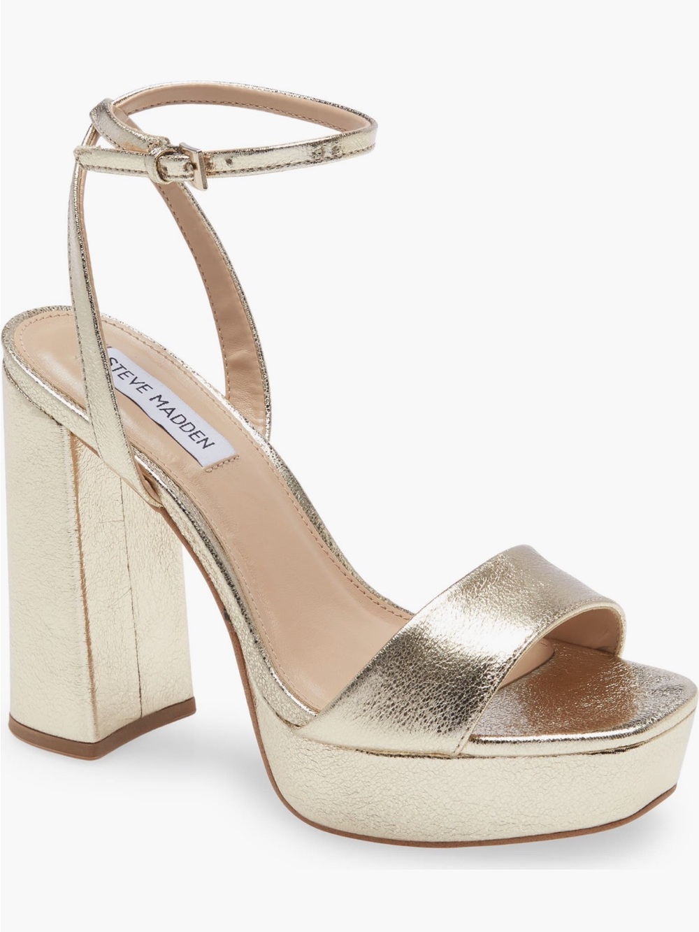 Steve Madden Metallic Gold Platform Block Heel Sandals, size 8
